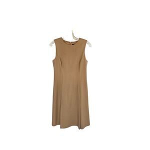 Theory Women's Vintage Tan Wool Sheath Sleeveless Career Work Dress Size 6
